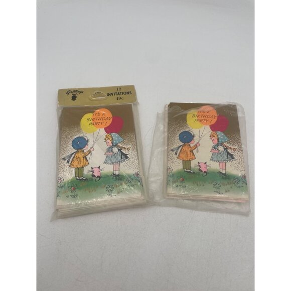 Vintage Lot of Birthday Baby Greeting Cards 12 Year Old Twins Packs of Invites - Picture 10 of 14